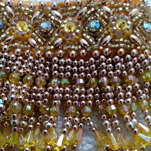 RARE vintage 60s waterfall bead choker collar bib purse set - Picture 12 of 15